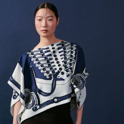 HERMES プリュム 羽根柄 ツイリー スカーフ 薄紫 紫 グリーン ブルー